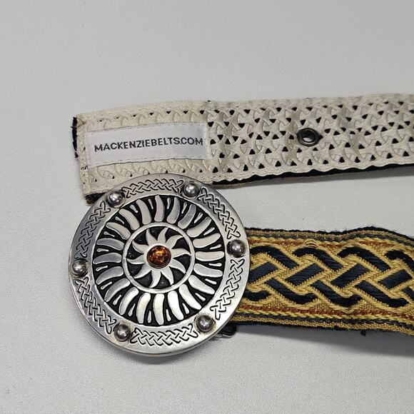 Retro Medallion Belt Buckle Nylon Mackenzie Adjustable Belt Boho Festival Vtg main image 8